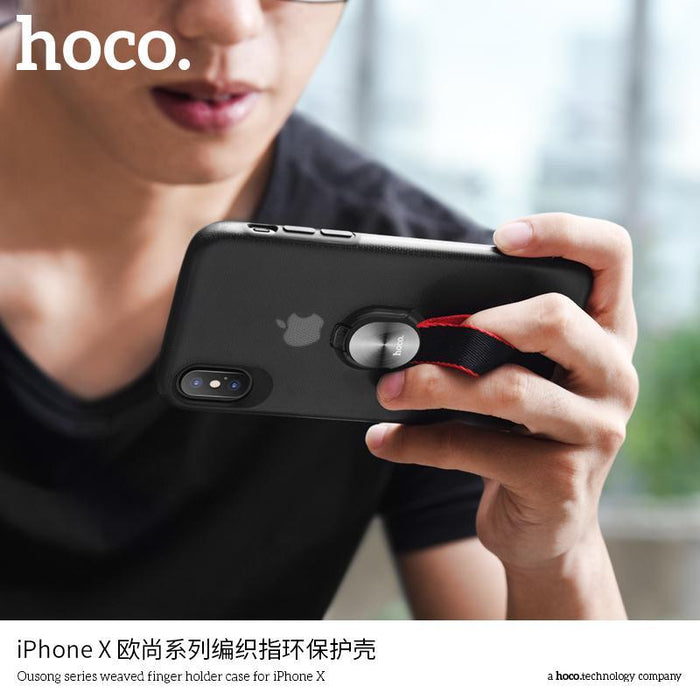 HOCO Ousong series weaved finger holder case for iPHONE X Black-iPhone X XS Cases-HOCO-brands-world.ca