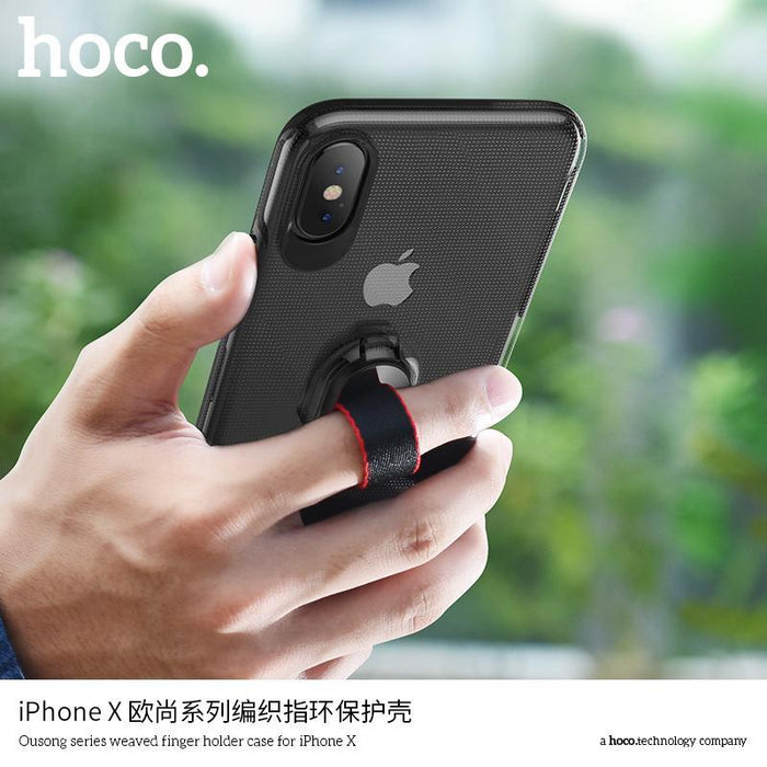 HOCO Ousong series weaved finger holder case for iPHONE X Black-iPhone X XS Cases-HOCO-brands-world.ca