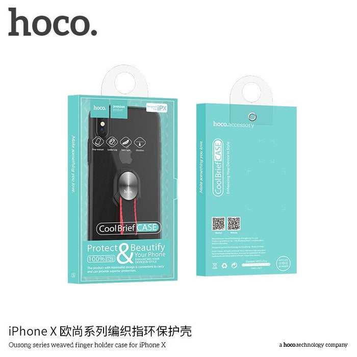 HOCO Ousong series weaved finger holder case for iPHONE X Red-iPhone X XS Cases-HOCO-brands-world.ca
