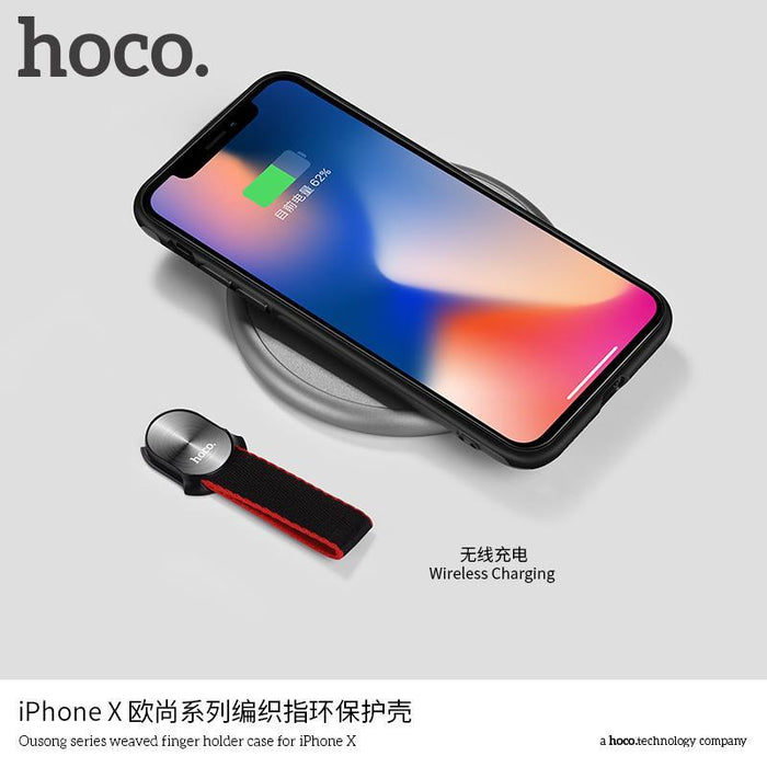 HOCO Ousong series weaved finger holder case for iPHONE X Red-iPhone X XS Cases-HOCO-brands-world.ca