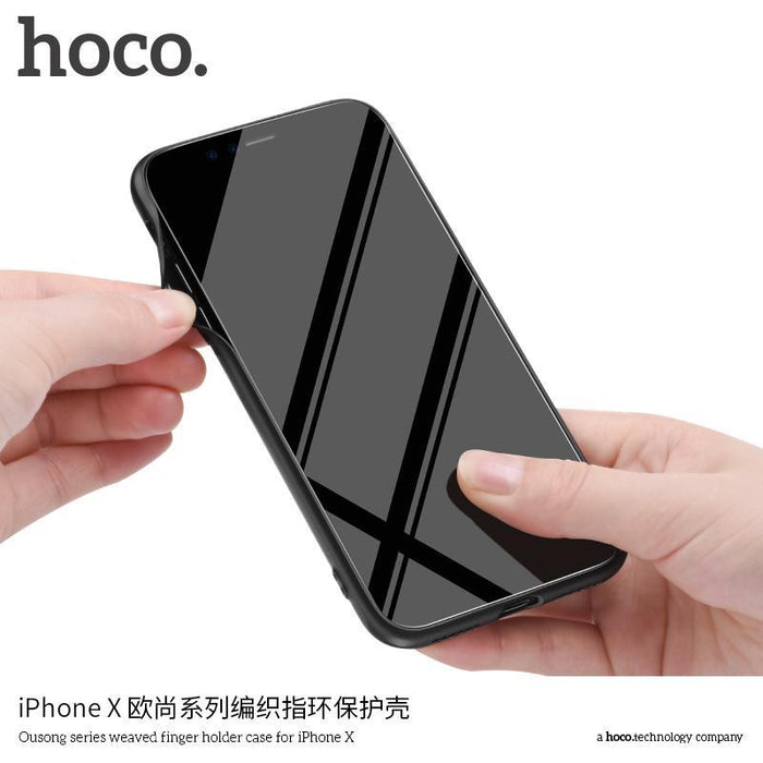 HOCO Ousong series weaved finger holder case for iPHONE X White-iPhone X XS Cases-HOCO-brands-world.ca