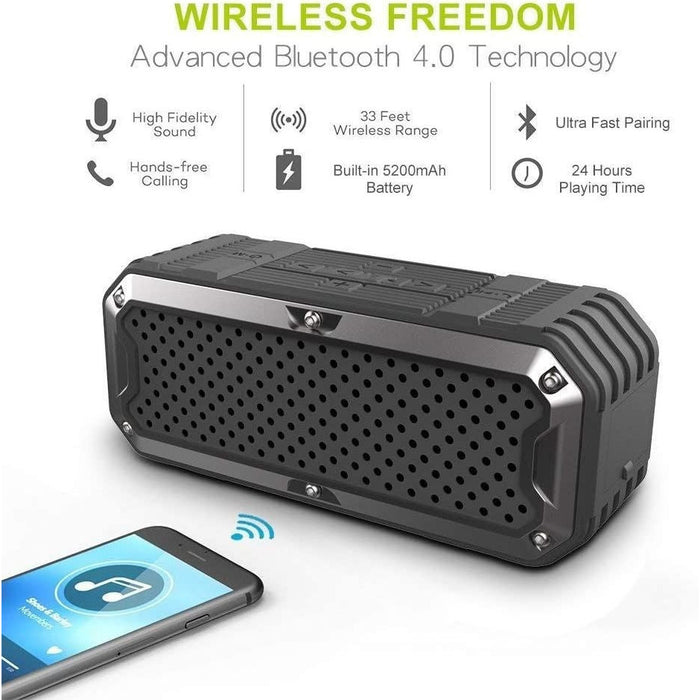 Waterproof Wireless Bluetooth Speaker with Mobile Power Bank 5200mAh