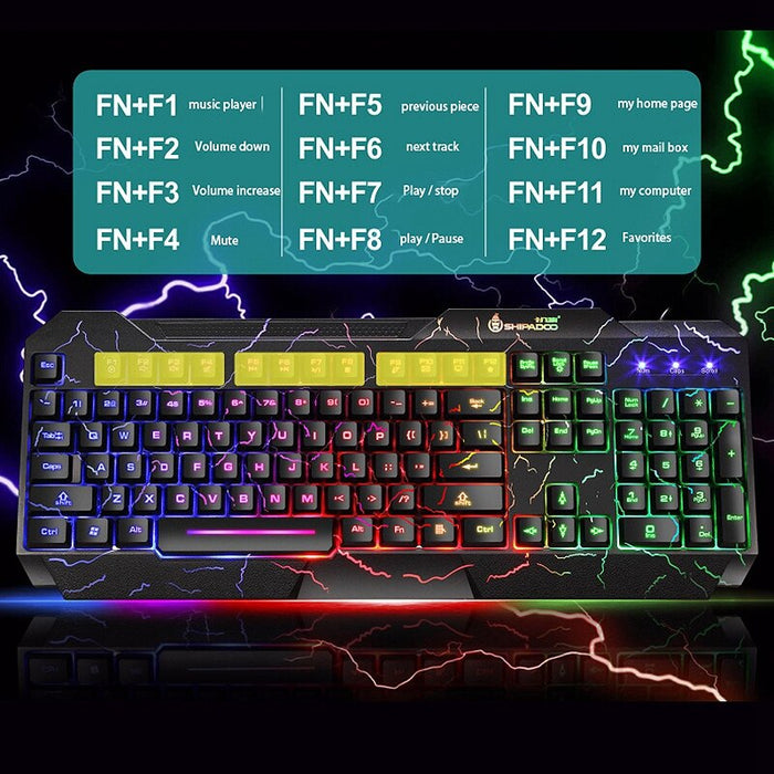 SAMA Gaming Keyboard and Mouse Set, Colorful Crack Backlit USB Computer Gaming Wired Keyboard and Mouse Set