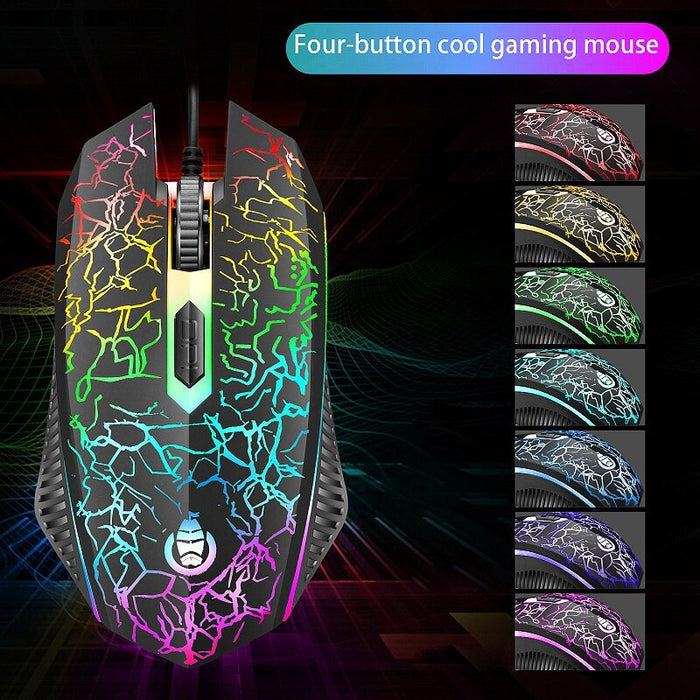 SAMA Gaming Keyboard and Mouse Set, Colorful Crack Backlit USB Computer Gaming Wired Keyboard and Mouse Set