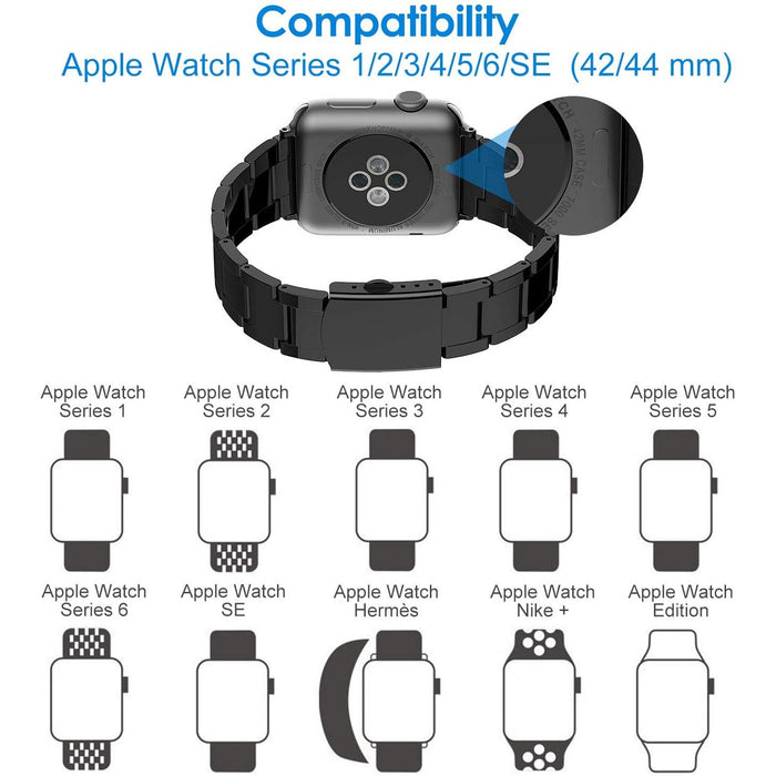 JETech Replacement Band Compatible with Apple Watch 42mm and 44mm, Black-Apple Watch Bands & Straps-JETech-brands-world.ca