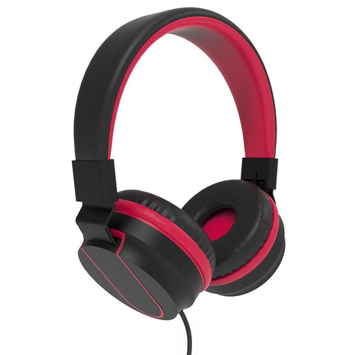 Kid Wired Headphones with Microphone Red, Volume Limited 85dB for School Online Course-Over-Ear Headphones-SAMA-brands-world.ca