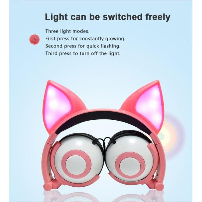 Kids wired Headset dance party cute cat ear fox with led light-Kids Headphones-SAMA-brands-world.ca