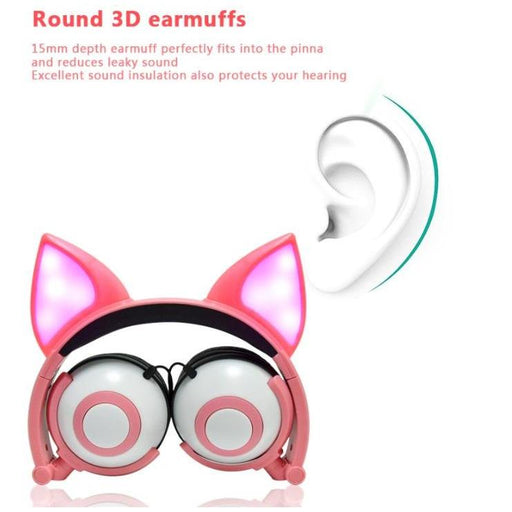 Kids wired Headset dance party cute cat ear fox with led light-Kids Headphones-SAMA-brands-world.ca