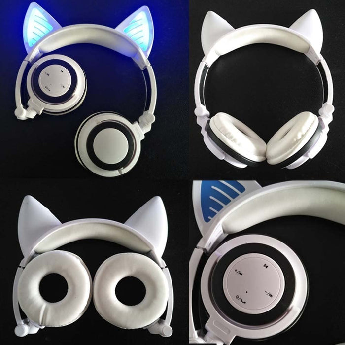 Kids Wireless/ Wired rechargeable Headphones with Cat Ear On-Ear Foldable LED-Kids Headphones-SAMA-brands-world.ca