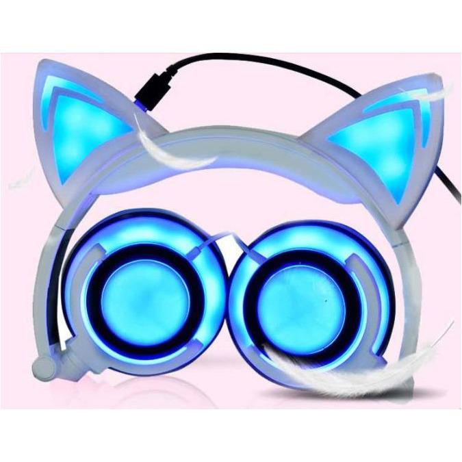 Kids Wireless/ Wired rechargeable Headphones with Cat Ear On-Ear Foldable LED-Kids Headphones-SAMA-brands-world.ca