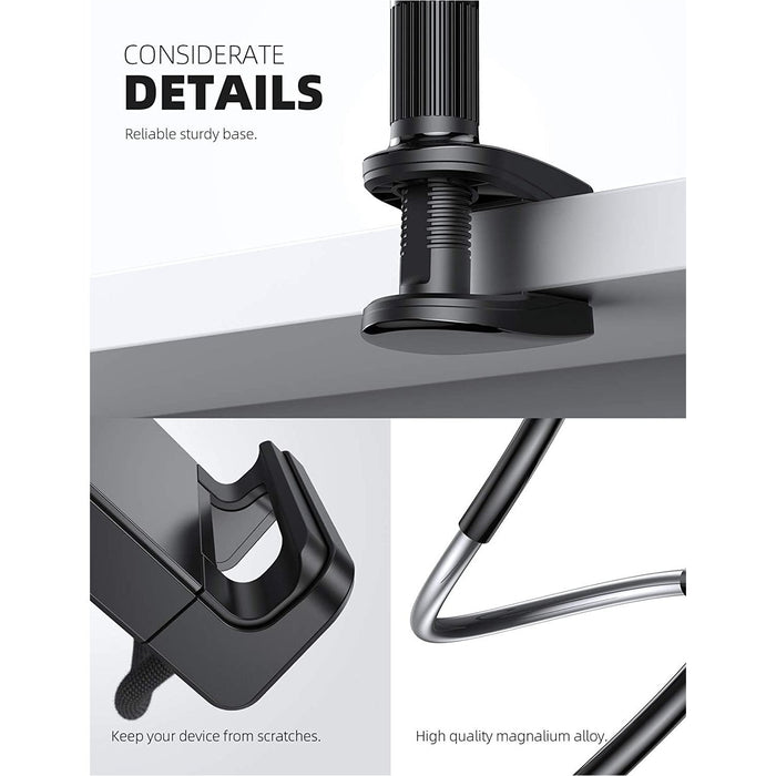Lamicall Gooseneck Tablet Stand, iPad Stand Holder - Flexible Black-Tablet & iPad Stands-Lamicall-brands-world.ca
