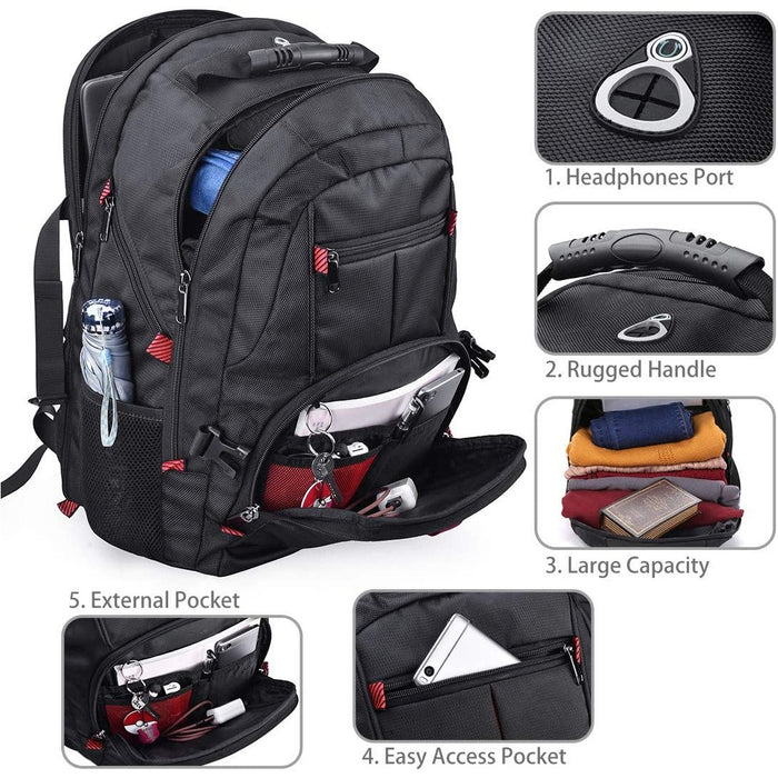 Laptop Backpack 17.3 Inch Waterproof Business Travel Backpacks Large Black-Backpacks-NUBILY-brands-world.ca