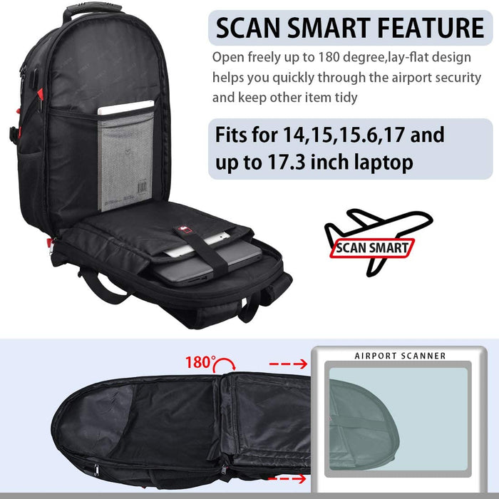 Laptop Backpack 17.3 Inch Waterproof Business Travel Backpacks Large Black-Backpacks-NUBILY-brands-world.ca