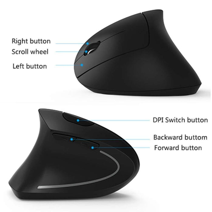 Left Handed Mouse, Lekvey 2.4G Wireless Hand Ergonomic Vertical Mouse...-Wireless Mice-LEKVEY-brands-world.ca