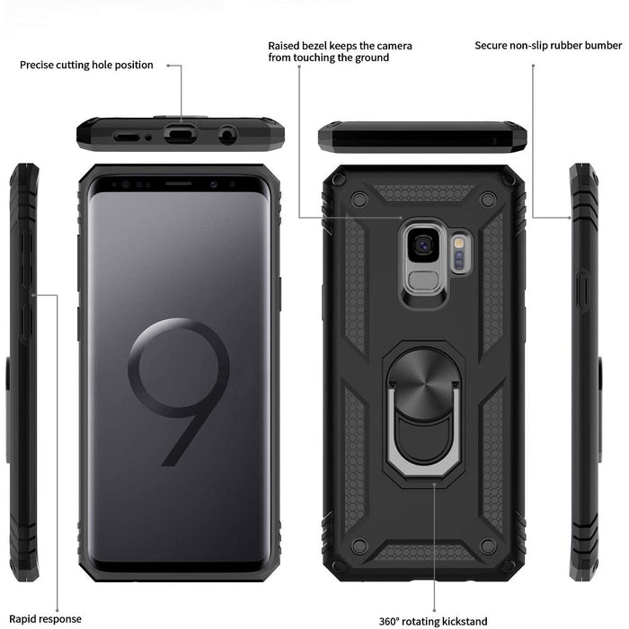 LeYi for Samsung Galaxy S9 Case with Ring Holder (for CAN YSM FS SAM Black-Samsung Galaxy S9 Cases-LeYi-brands-world.ca