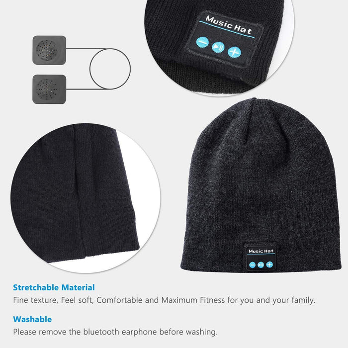 Miserwe Bluetooth Beanie Winter Music Hat Upgraded V5.0 Stereo Gray-Sleep Tech-Miserwe-brands-world.ca
