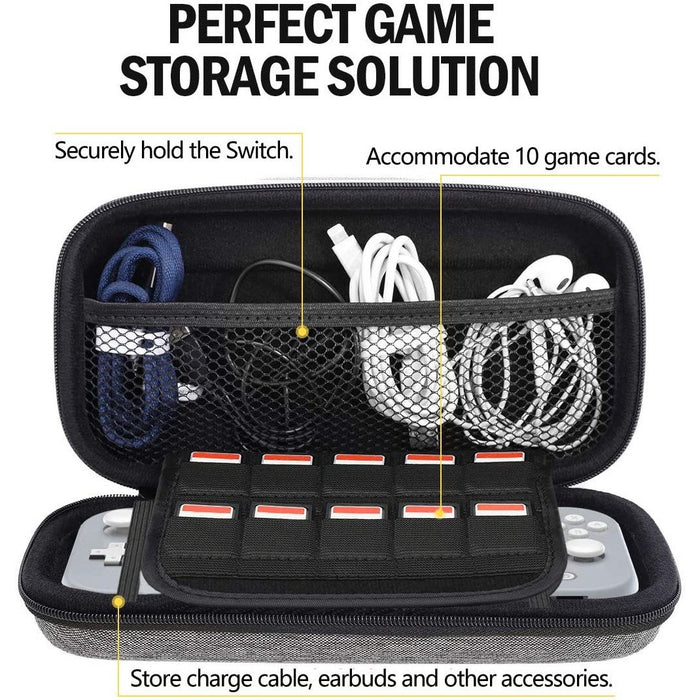 MoKo Carrying Case for Nintendo Switch Lite, Travel Hard Shell EVA Gray-Nintendo Switch Skins, Faceplates & Cases-SAMA-brands-world.ca