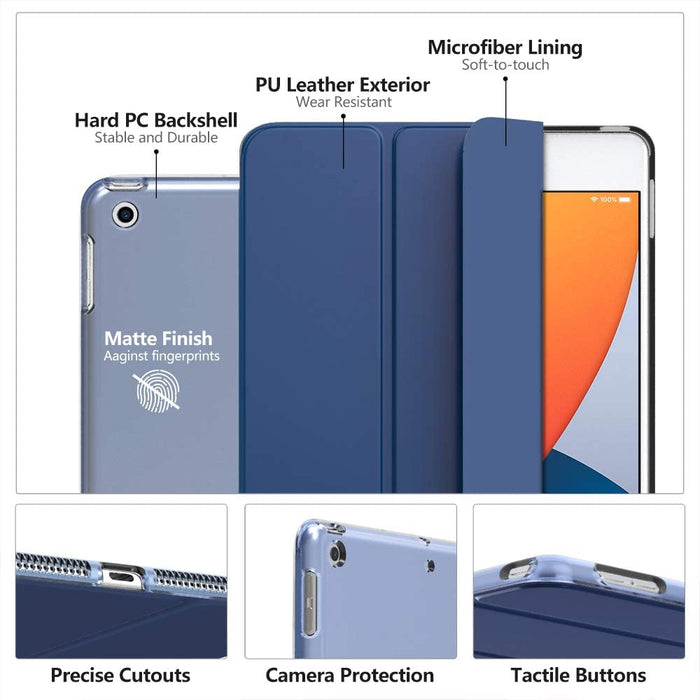 MoKo Case Fit New iPad 8th Gen 2020 / 7th Generation 2019, Navy Blue-Tablet & iPad Cases-MoKo-brands-world.ca