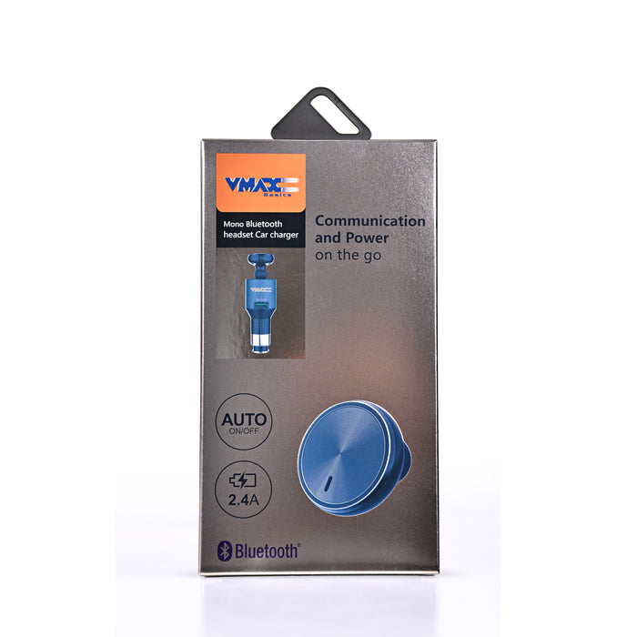 Mono Bluetooth Headset Earphone and USB Car Charger-Bluetooth Headsets-V-MAX-brands-world.ca
