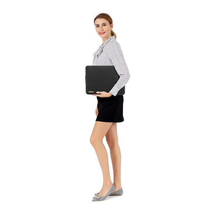 MOSISO PU Leather Sleeve Compatible with 13-13.3 Inch, Shining Black-Leather Sleeve-MOSISO-brands-world.ca