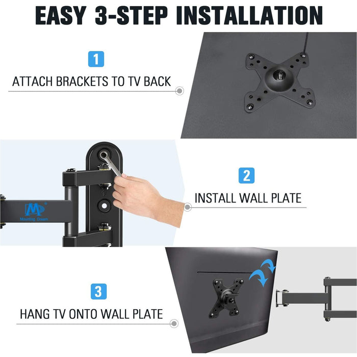 Mounting Dream Full Motion TV Wall Mount Monitor For 10"-26" TVs/Monitors-TV Mounts-Mounting Dream-brands-world.ca