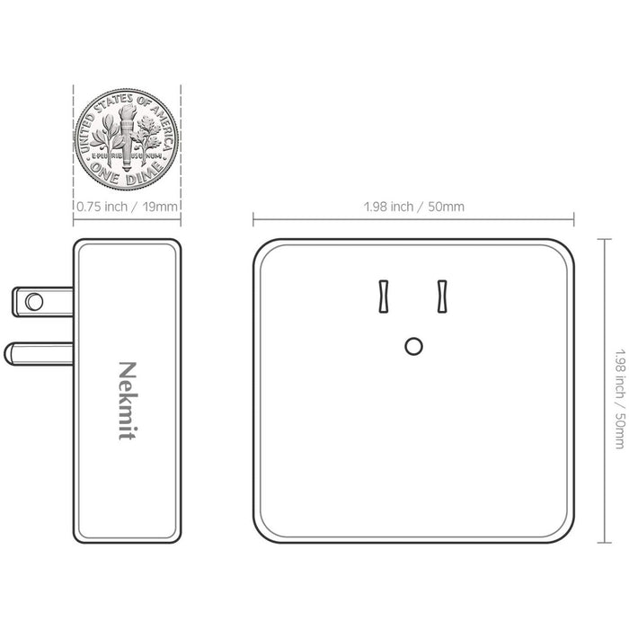 Nekmit Dual Port 3.1A Ultra Thin Flat USB Wall Charger with Smart IC, White-USB Home/Wall Chargers-Nekmit-brands-world.ca