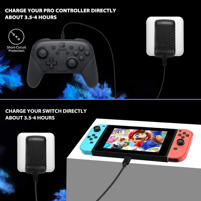 Nintendo Switch, 5 in 1 Charging Black 3.3ft-Nintendo Switch Power Cords & Charging Stations-SAMA-brands-world.ca