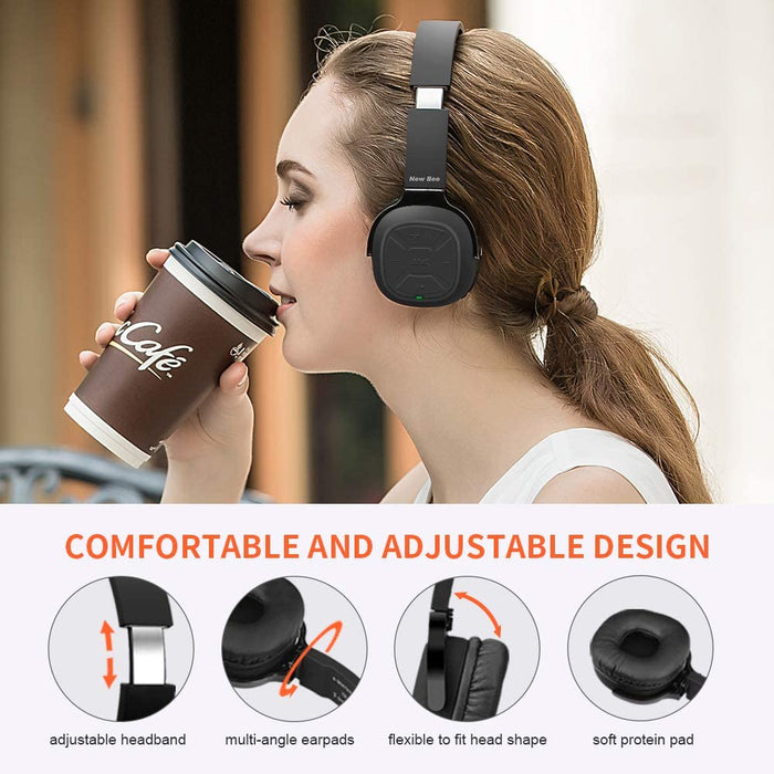 Noise Cancelling Headphone 70H Playtime, Siri Voice Contro-Noise Cancelling Headphones-NEW BEE-brands-world.ca