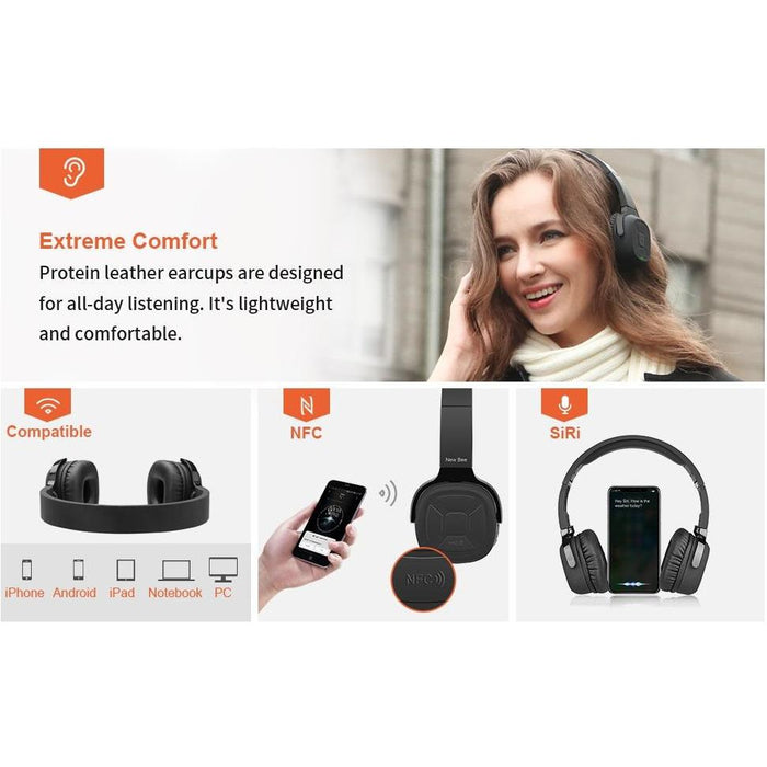 Noise Cancelling Headphone 70H Playtime, Siri Voice Contro-Noise Cancelling Headphones-NEW BEE-brands-world.ca