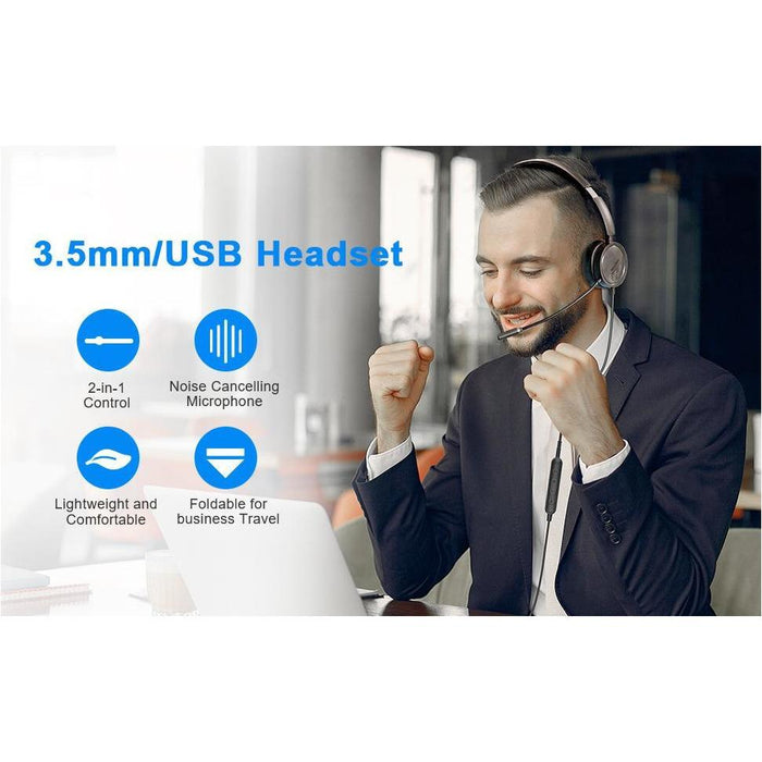 Noise Cancelling USB Headset with Michonne for Skype, Zoom, Laptop, Phone, PC, Tablet-Noise Cancelling Headphones-SAMA-brands-world.ca