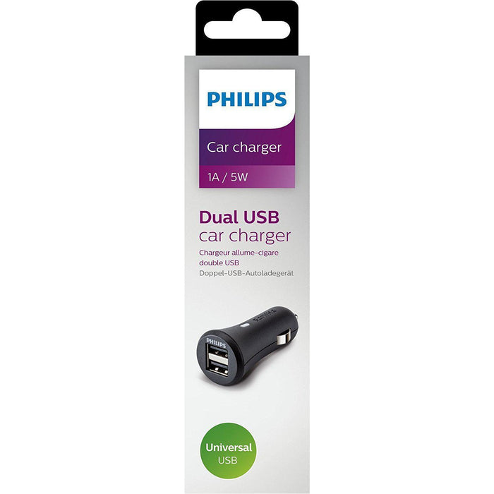 PHILIPS Car charger 1A – 5 W Dual Universal USB DLP 2357-USB Car Chargers-Philips-brands-world.ca
