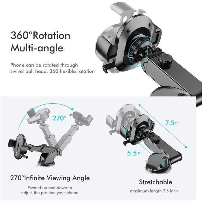 Phone Holder for Car FLOVEME Universal Long Neck Dashboard & Windshield...-Cell Phone Car Mounts-Floveme-brands-world.ca