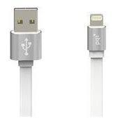 PQI Apple MFi Certified Metallic Lightning to reversible USB Flat Cable - 3 Feet (100 cm) - Silver-iPhone Chargers & Cables-PQI-brands-world.ca