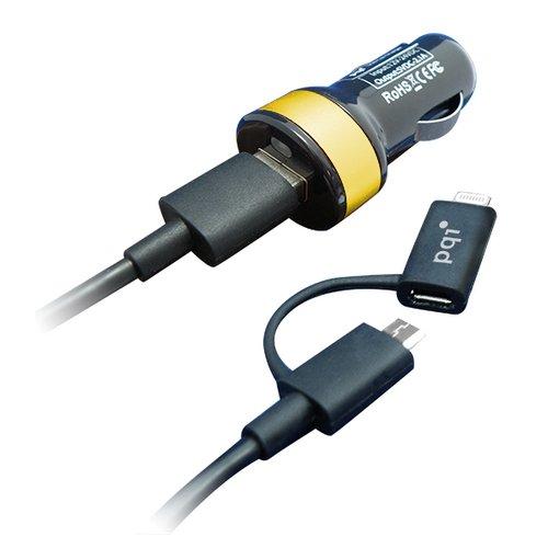 PQI i-Cable DU-PLUG For Car Yellow-USB Car Chargers-PQI-brands-world.ca