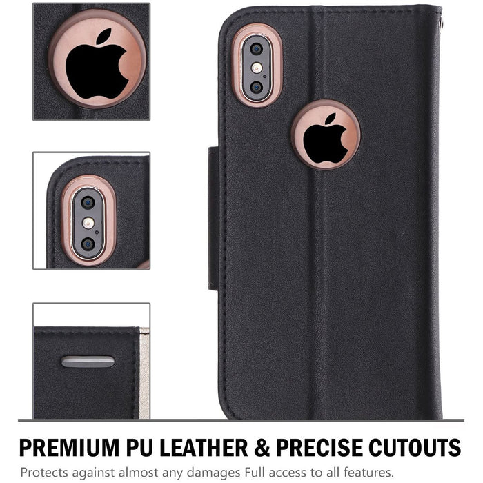 ProCase iPhone Xs/iPhone X Wallet Case, Flip Kickstand Case with Card Black-iPhone X XS Cases-Procase-brands-world.ca
