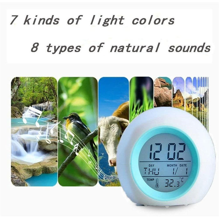 Red Rose Alarm Clock for Kids , 7 Color Changing Night Light, Snooze Touch Control Temperature-Kids Alarm Clocks-SAMA-brands-world.ca