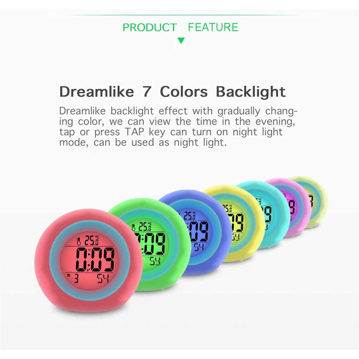 Red Rose Alarm Clock for Kids , 7 Color Changing Night Light, Snooze Touch Control Temperature-Kids Alarm Clocks-SAMA-brands-world.ca