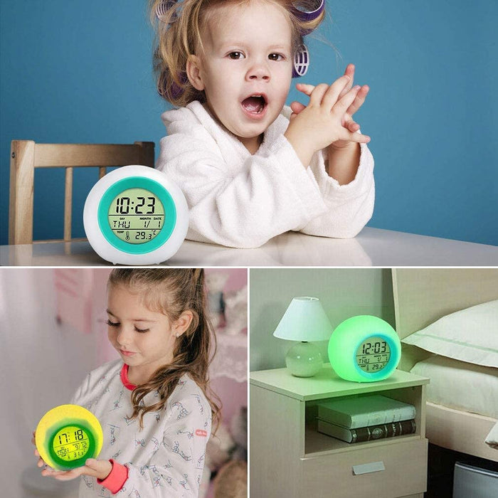 Red Rose Alarm Clock for Kids , 7 Color Changing Night Light, Snooze Touch Control Temperature-Kids Alarm Clocks-SAMA-brands-world.ca