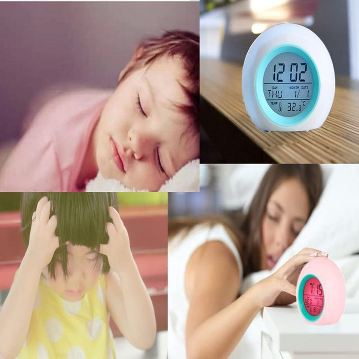 Red Rose Alarm Clock for Kids , 7 Color Changing Night Light, Snooze Touch Control Temperature-Kids Alarm Clocks-SAMA-brands-world.ca