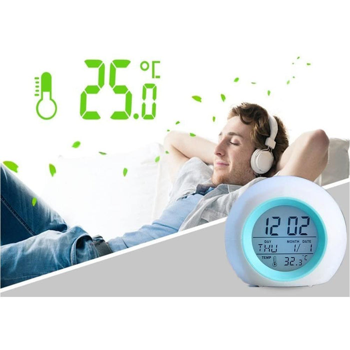 Red Rose Alarm Clock for Kids , 7 Color Changing Night Light, Snooze Touch Control Temperature-Kids Alarm Clocks-SAMA-brands-world.ca