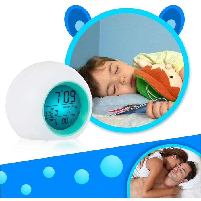 Red Rose Alarm Clock for Kids , 7 Color Changing Night Light, Snooze Touch Control Temperature-Kids Alarm Clocks-SAMA-brands-world.ca