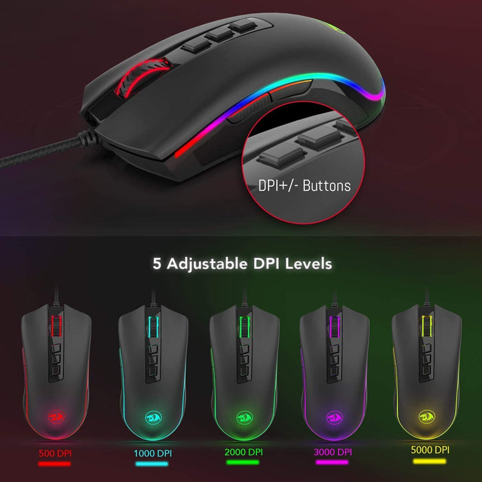 Redragon M711 Cobra Gaming Mouse with 16.8 Million RGB Color Backlit,-Gaming Mice-Redragon-brands-world.ca