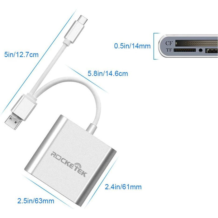 Rocketek 3-in-1 USB 3.0 / C/Micro Card Reader - SD, SDXC, UHS-I SD,...-Card Readers & Adapters-Rocketek-brands-world.ca