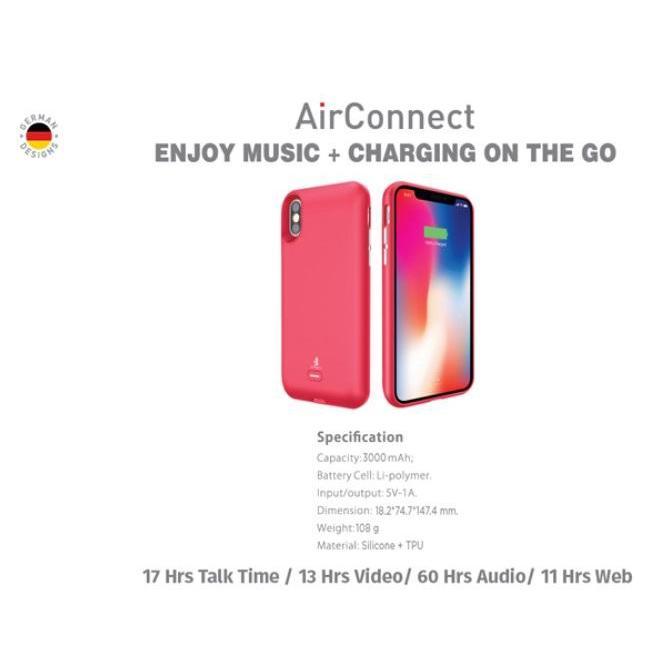 SAMA-Air Connect Wireless Battery Case for iphone X 3000 mAh & Free Screen Protector - Red-iPhone X XS Cases-SAMA-brands-world.ca