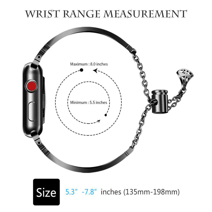 SAMA Black Bling Rhinestone Stainless Steel Bangle Band 38/44mm For Apple Watch 4 3 2 1 With Pendant Tassel Unique-Apple Watch Bands & Straps-SAMA-brands-world.ca