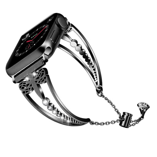 SAMA Black Bling Rhinestone Stainless Steel Bangle Band 38/44mm For Apple Watch 4 3 2 1 With Pendant Tassel Unique-Apple Watch Bands & Straps-SAMA-brands-world.ca