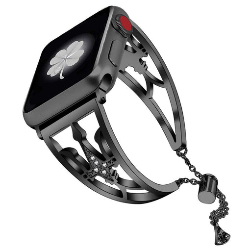 SAMA Diamond Rhinestone Stainless Steel Metal Wristband Strap 42/44mm For Apple Watch Band Black-Apple Watch Bands & Straps-SAMA-brands-world.ca