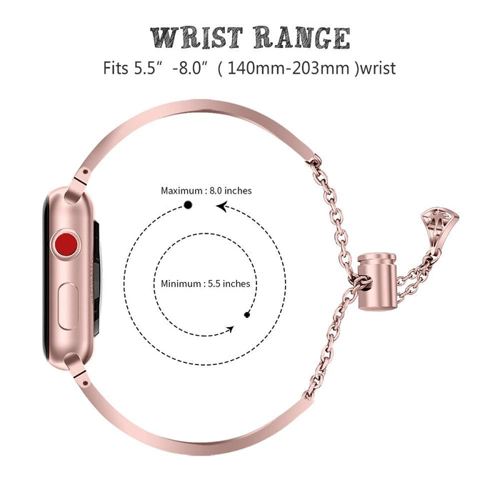 SAMA Diamond Rhinestone Stainless Steel Metal Wristband Strap 42/44mm For Apple Watch Band Rose Gold-Apple Watch Bands & Straps-SAMA-brands-world.ca