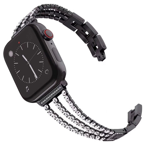 SAMA Diamond Rhinestone Stainless Steel Metal Wristband Strap 42/44mm For Apple Watch Black-Apple Watch Bands & Straps-SAMA-brands-world.ca