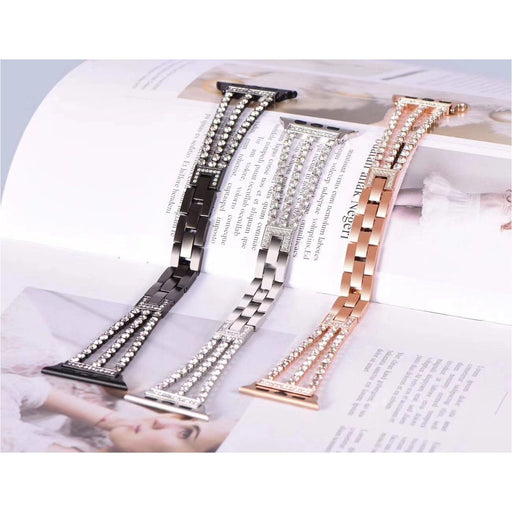 SAMA Diamond Rhinestone Stainless Steel Metal Wristband Strap 42/44mm For Apple Watch Silver-Apple Watch Bands & Straps-SAMA-brands-world.ca